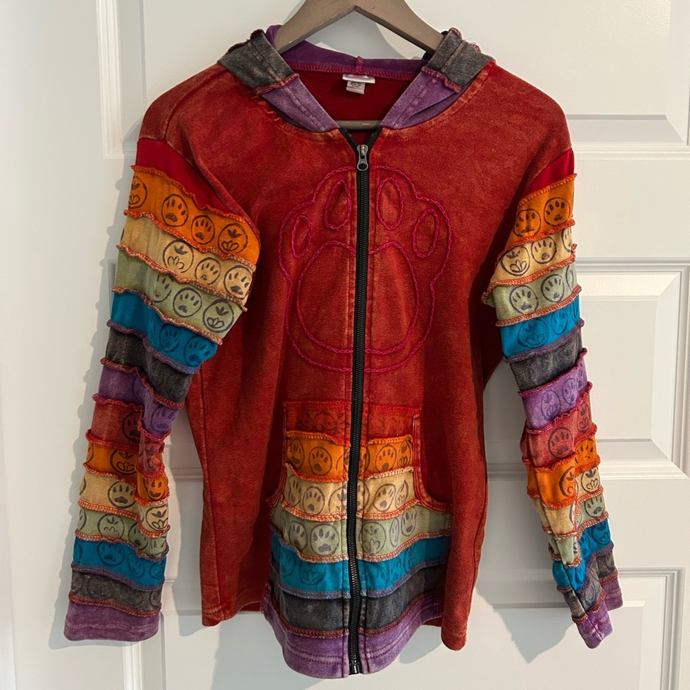 Greater Good Rainbow Hoodie Red Blue Multi Size S / M